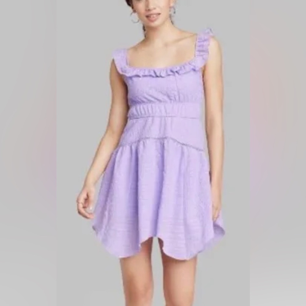 Wild Fable Lavender Texture Ruffle Fit & Flare Dress EUC XS - Picture 1 of 12